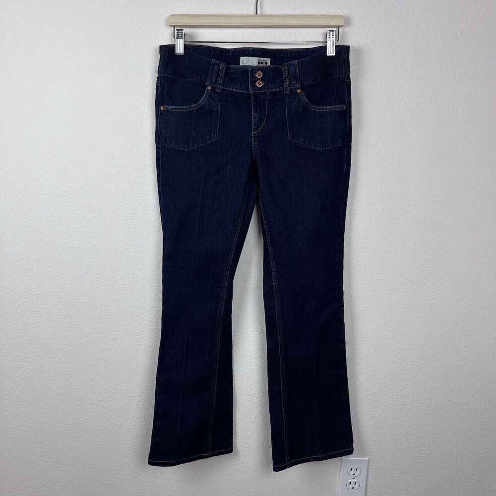 Topshop MOTO Maternity Jeans Womens Eight Cropped Straight Stretch Blue